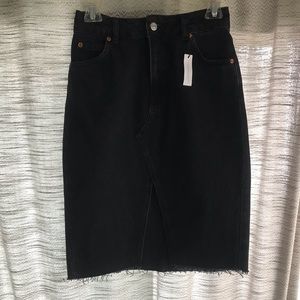 Topshop High Waisted Moto Denim Skirt